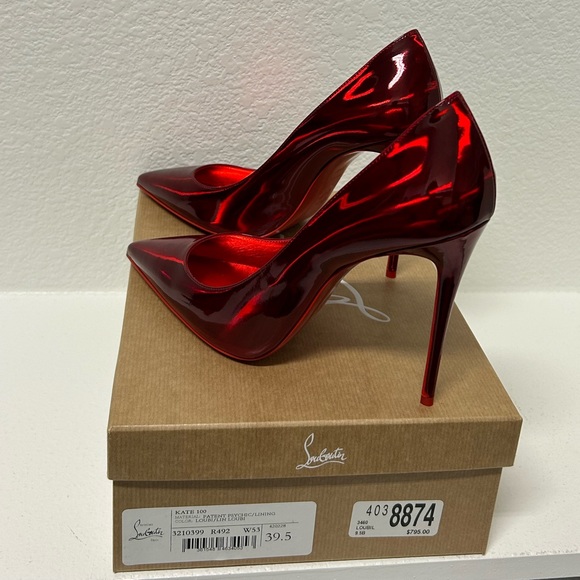 Christian Louboutin Kate 100mm Red Patent Leather Pumps - Picture 4 of 9